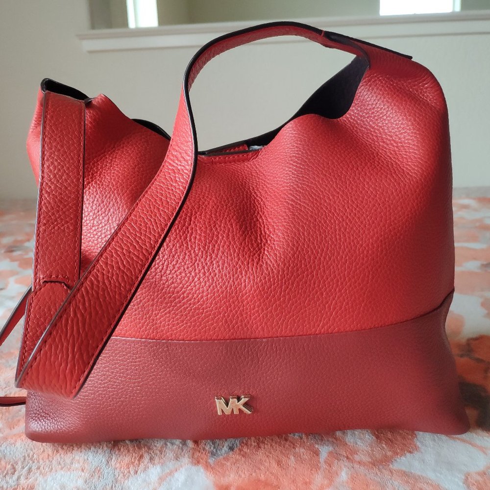 Michael Kors Red leather hobo bag, shoulder bag, purse
